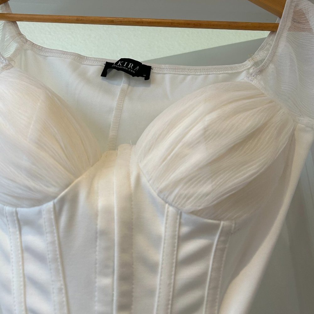 White, sheer long sleeve crop top from Akira